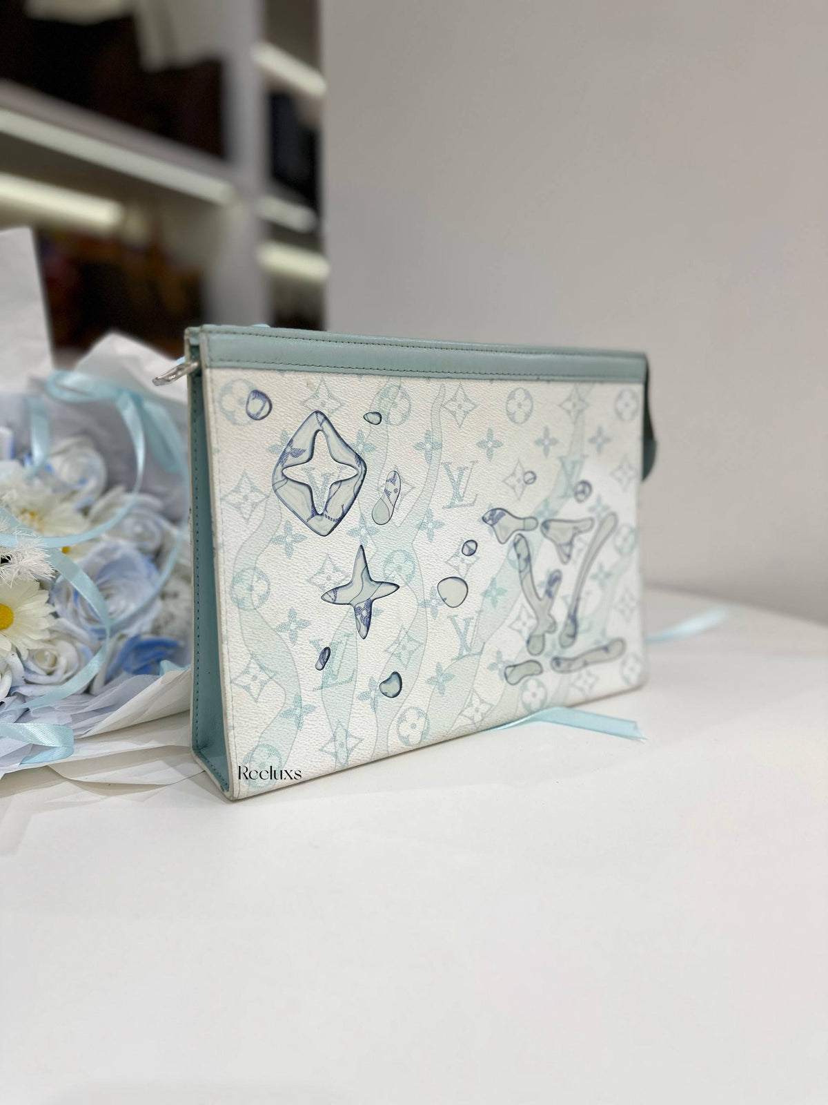 LOUIS VUITTON LV Monogram Aquagarden Pochette Voyage mm – Crystal Blue