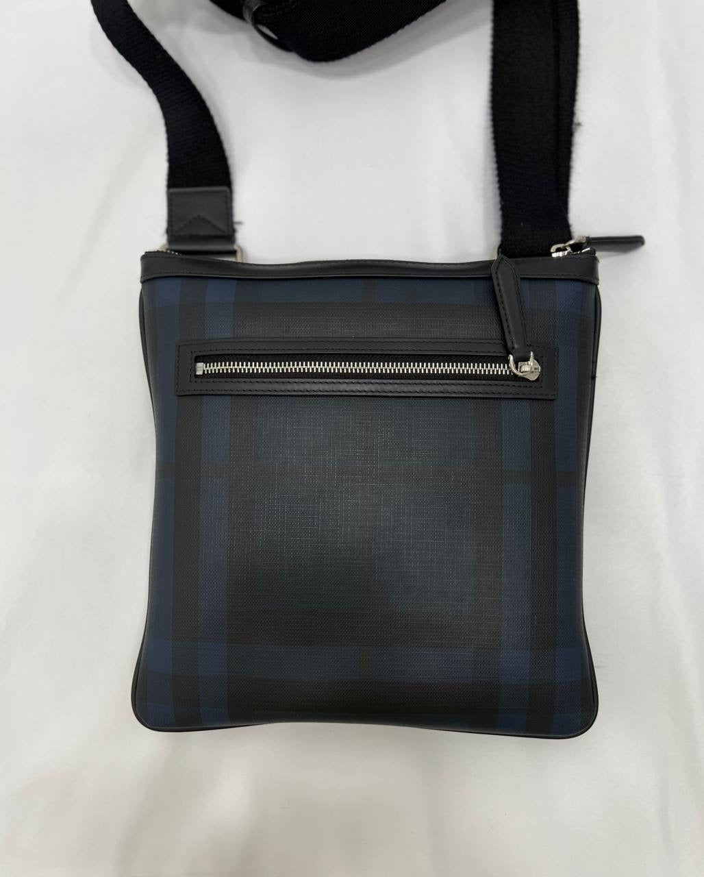 BURBERRY Beckley Crossbody Smoked Check Coated Canvas Black