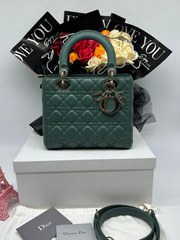 CHRISTIAN DIOR
Lady Dior Lambskin Medium Green GHW - Reeluxs 