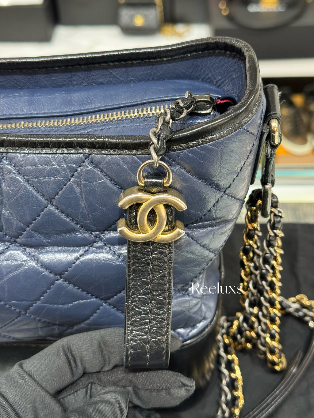 CHANEL Gabrielle Hobo Bag Navy Blue