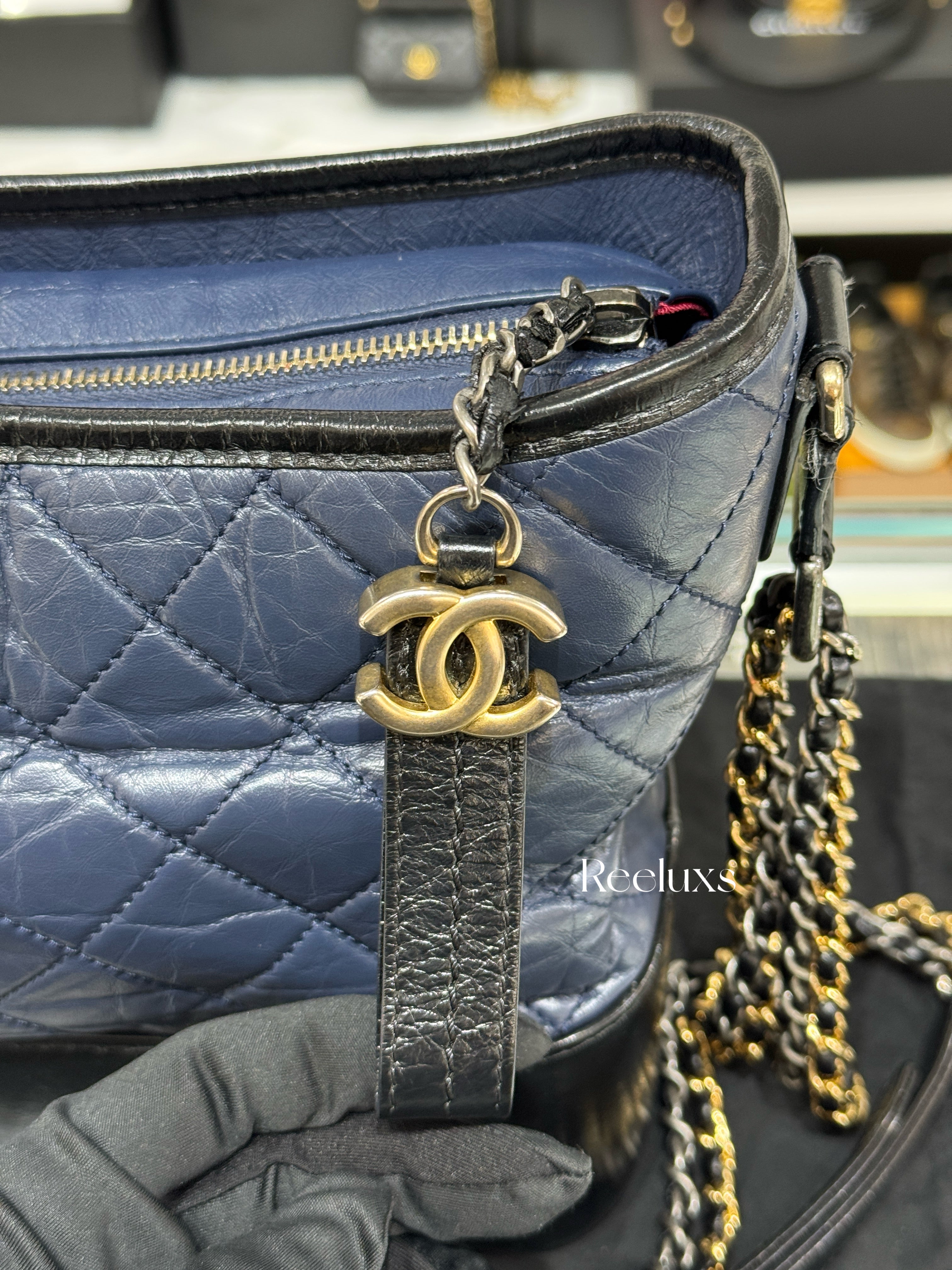 CHANEL Gabrielle Hobo Bag Navy Blue
