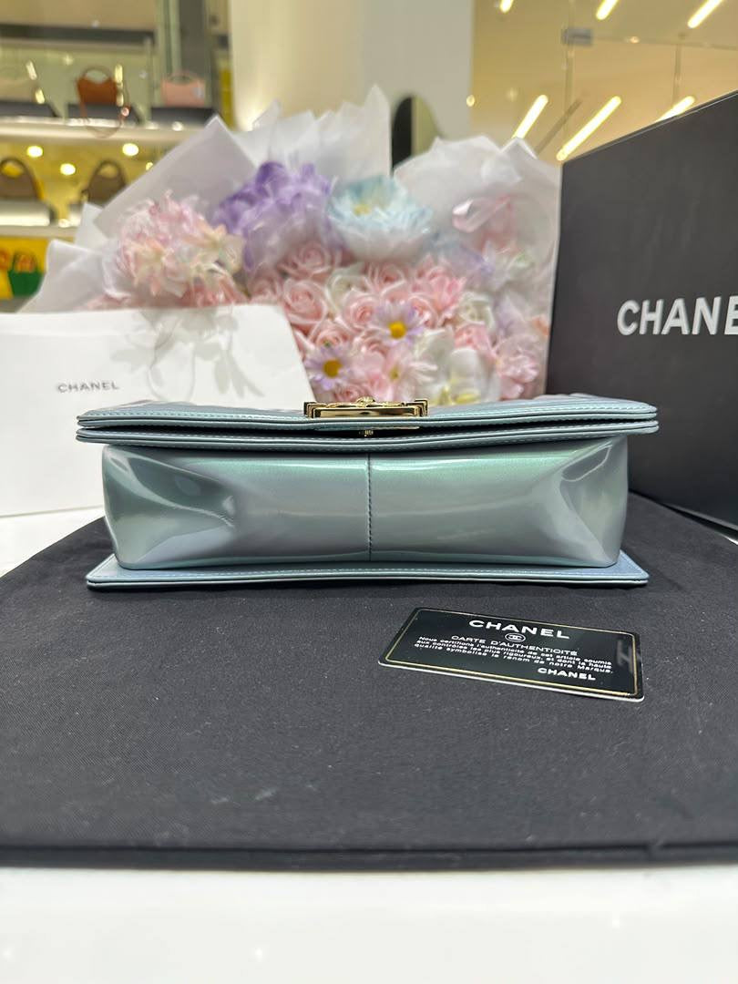 CHANEL Boy Quilted Flap Bag – Grey with Gold Hardware