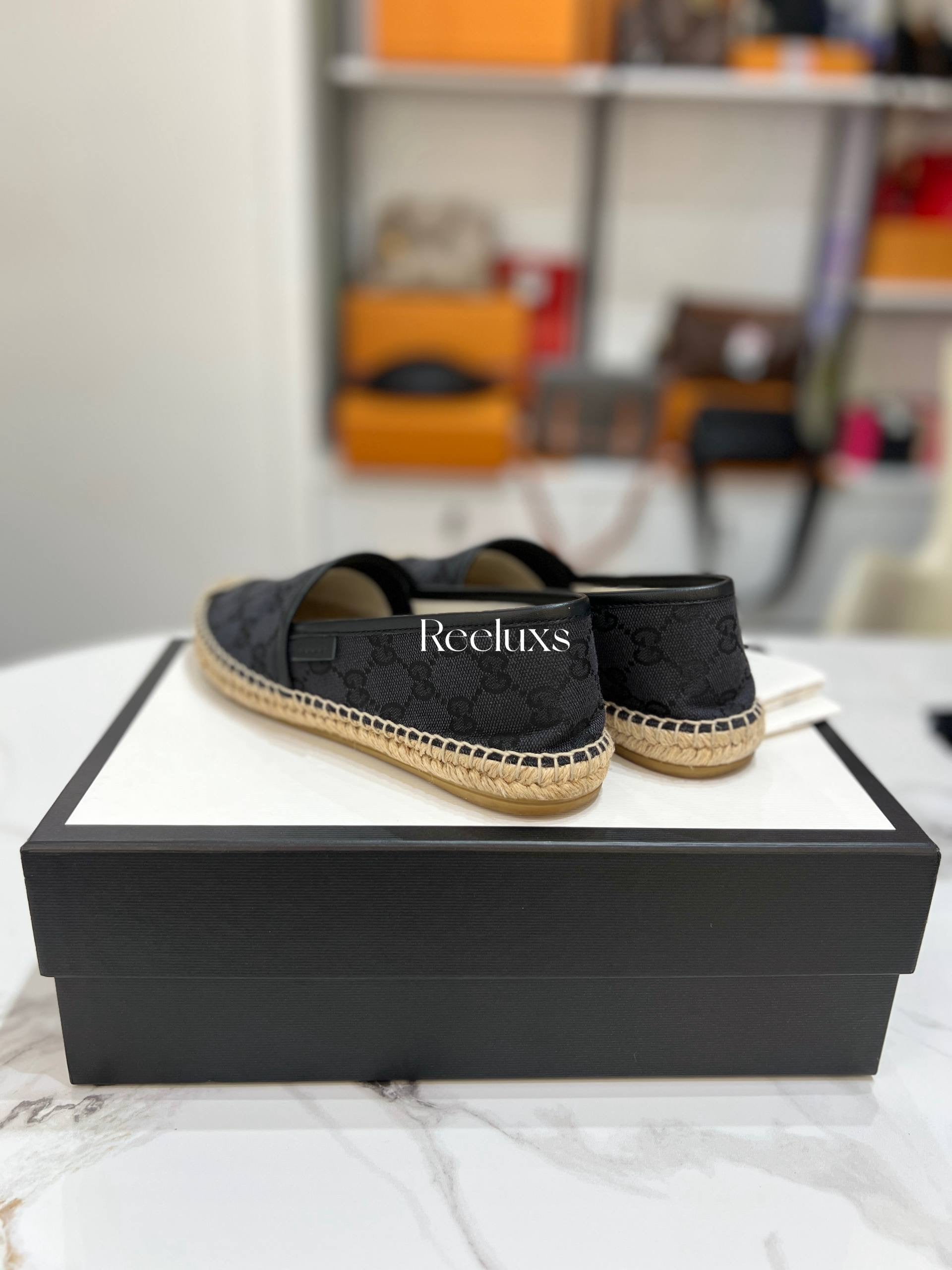 GUCCI Black  GG Supreme Canvas Espadrilles