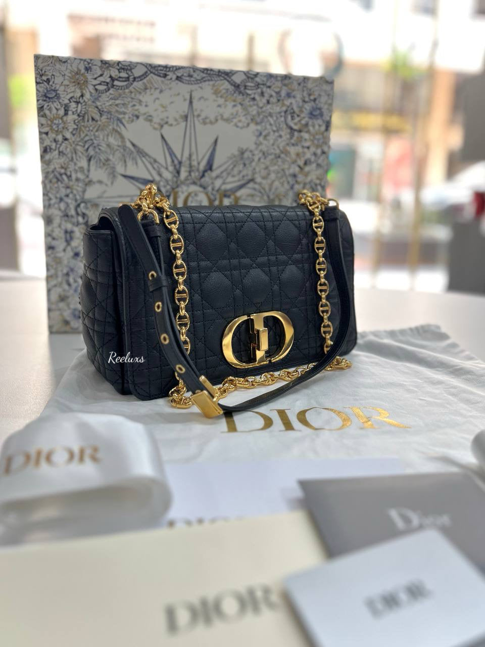 DIOR Black Caro Medium Crossbody Bag For Lady - Full Set