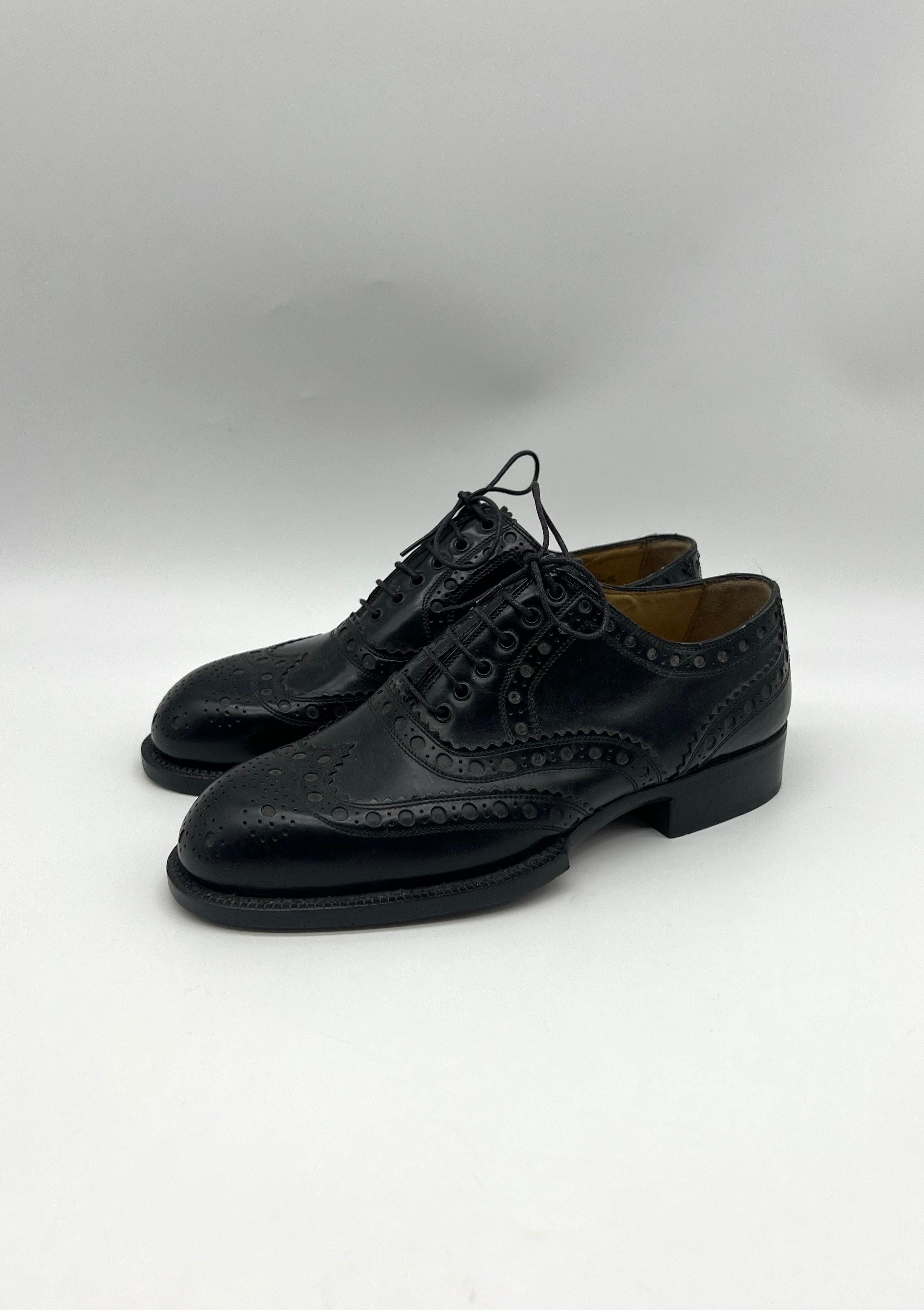 Rare Cole Haan Werner Shoes 10D Hand Made in Italy Black Wingtip Brogues - Reeluxs 