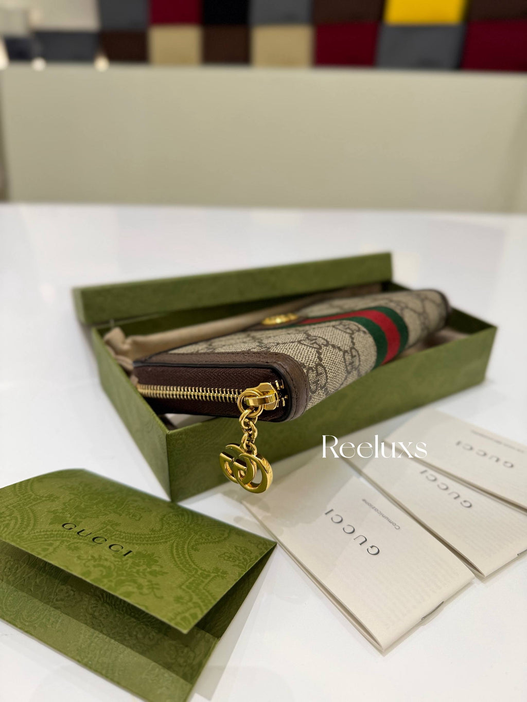 GUCCI OPHIDIA GG Supreme Canvas Zip Around Wallet