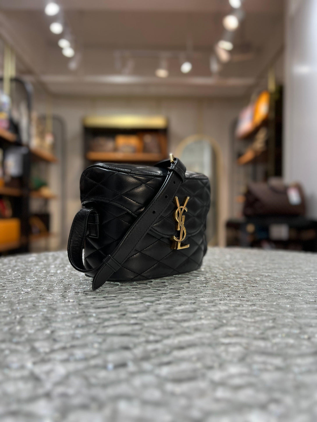 YVES SAINT LAURENT (YSL) Paris Black Leather June Women's Crossbody Sling Bag - Reeluxs 