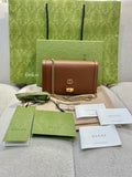 FULL SET GUCCI Brown Bamboo Diana Wallet On Chain