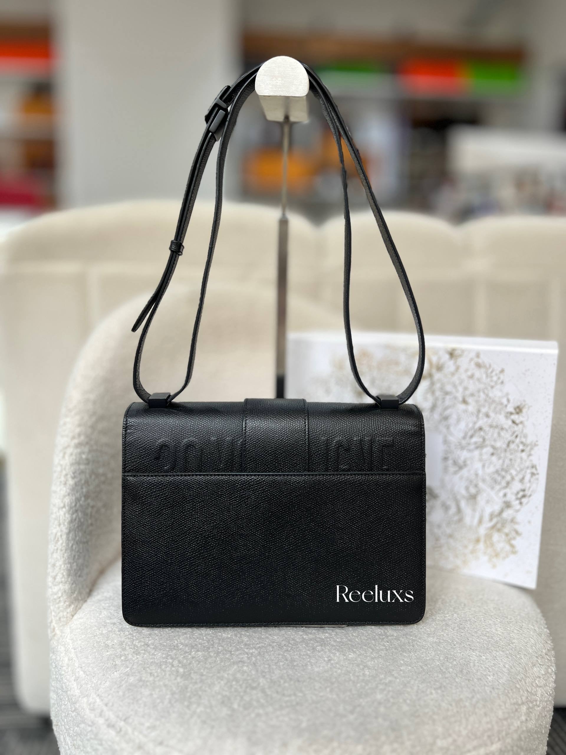 CHRISTIAN  DIOR
Ultra Matte Grained Calfskin 30 Montaigne Flap Bag Black Base