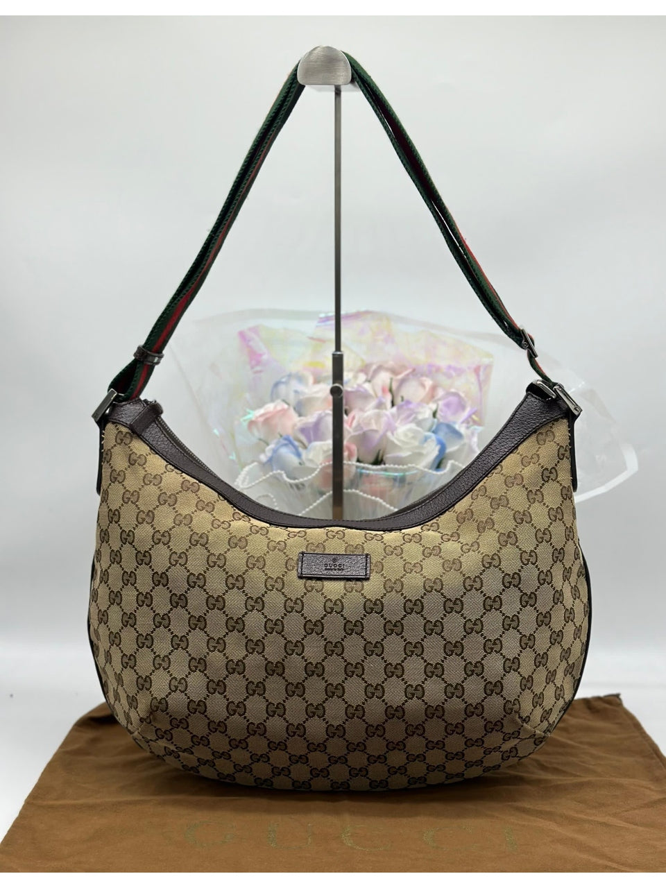 GUCCI GG Canvas Shoulder Bag Beige Brown - Reeluxs 