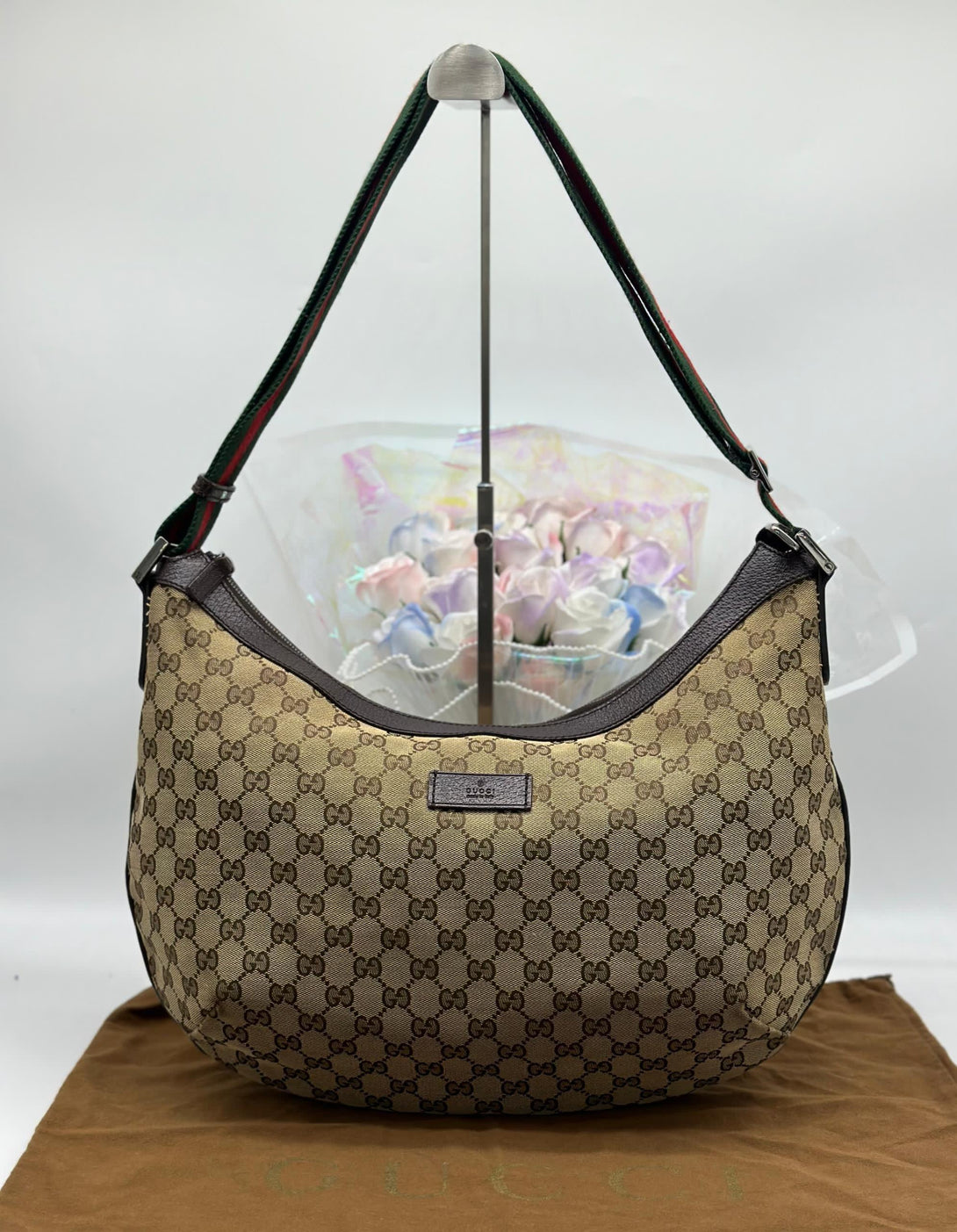 GUCCI GG Canvas Shoulder Bag Beige Brown - Reeluxs 