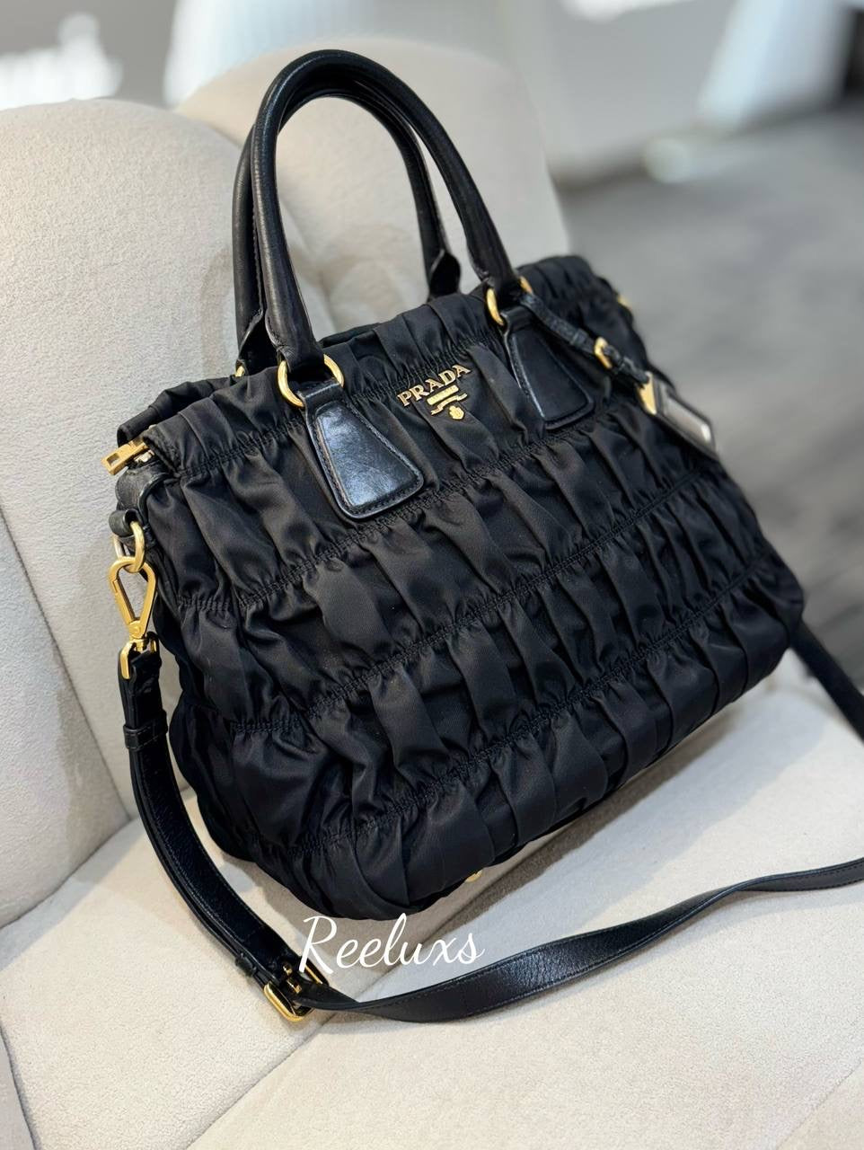 PRADA Tessuto Gaufre Nylon Handbag - Shoulder Bag ( 2-Way )