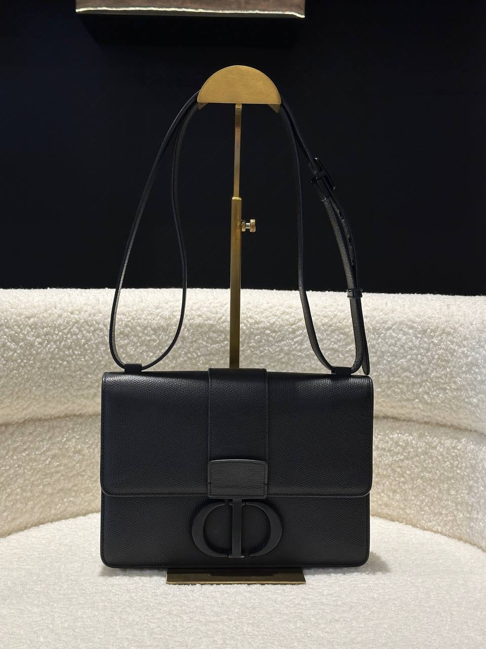 CHRISTIAN  DIOR
Ultra Matte Grained Calfskin 30 Montaigne Flap Bag Black Base