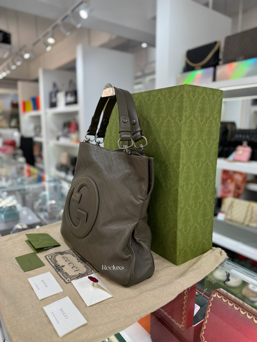 GUCCI Blondie Medium Tote  Bag Brown