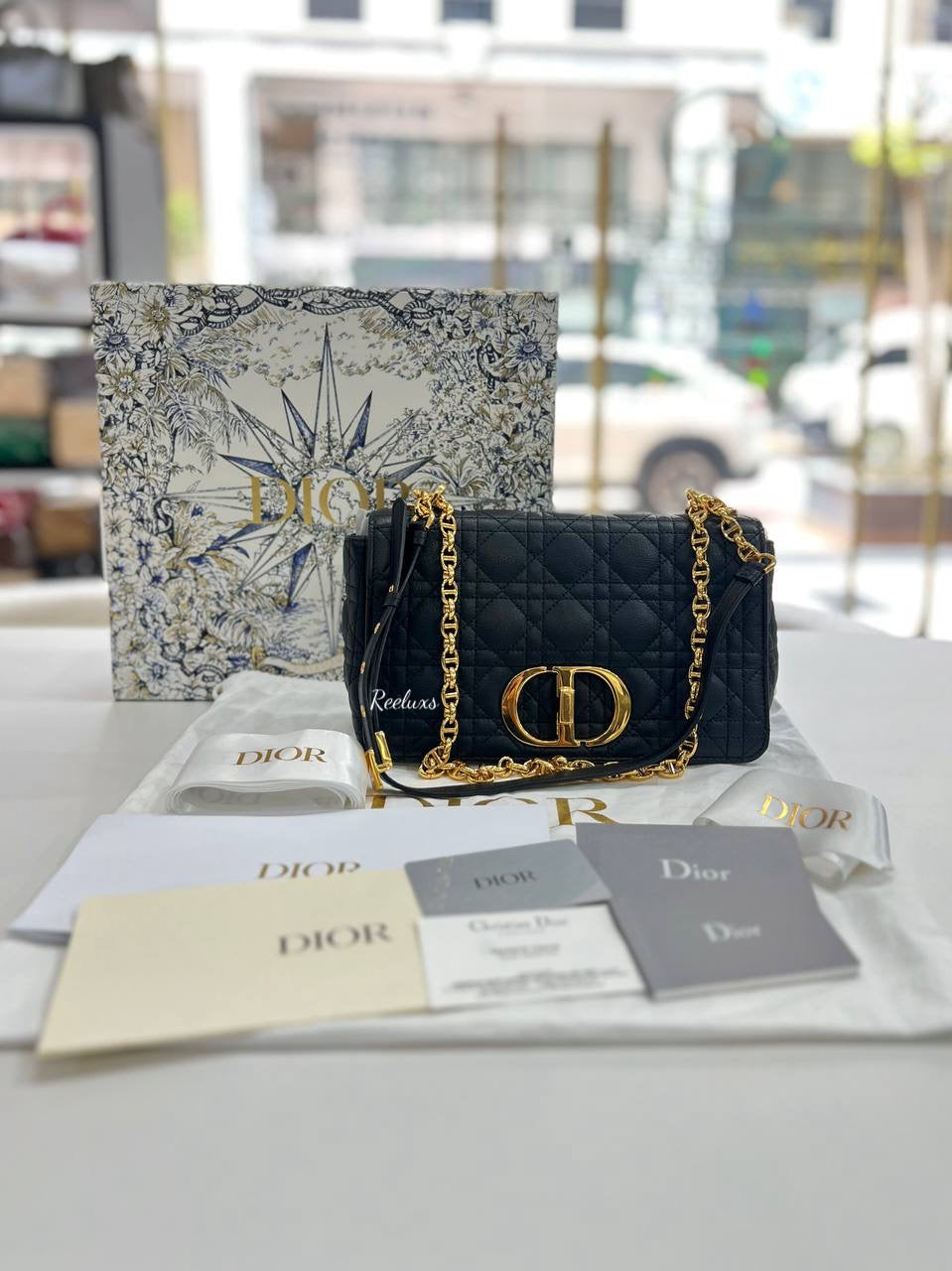 DIOR Black Caro Medium Crossbody Bag For Lady - Full Set