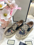 GUCCI Superme Wolf Slip - On Sneakers Black / Brown Canvas