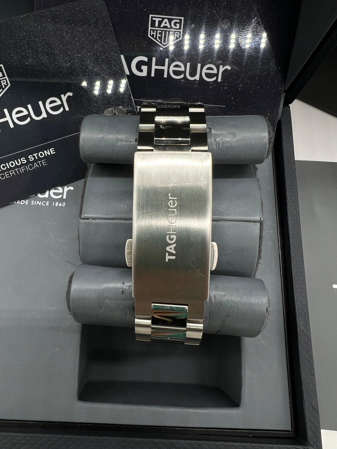 TAG Heuer Aquaracer 300M Quartz Stainless Steel Mid Size Wristwatch with Black Mother of Pearl Diamond Dial and Ceramic Bezel Ref WAY131M - Reeluxs 