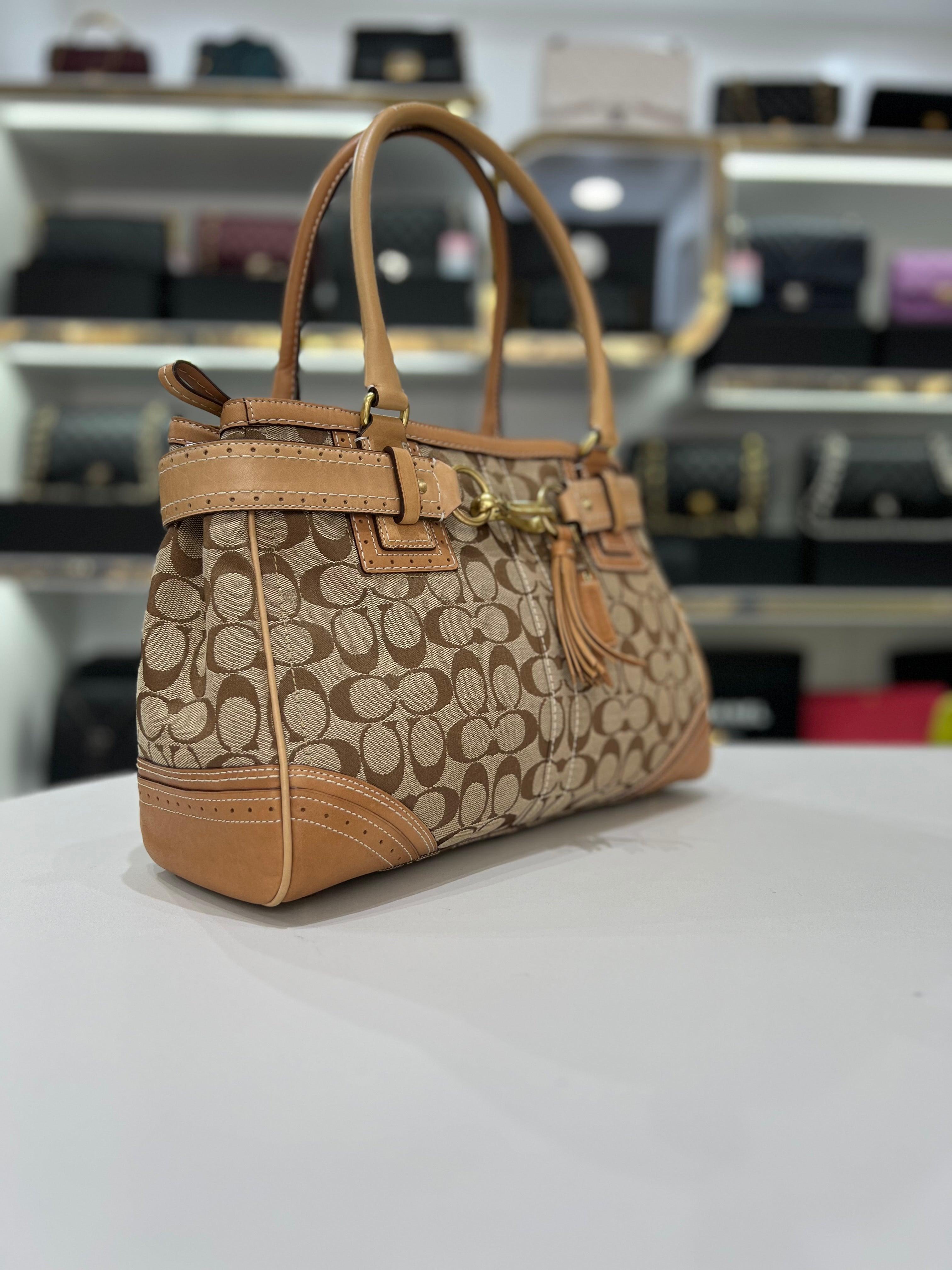 COACH Fabric Brown Leather Shoulderbag For Women - Reeluxs 