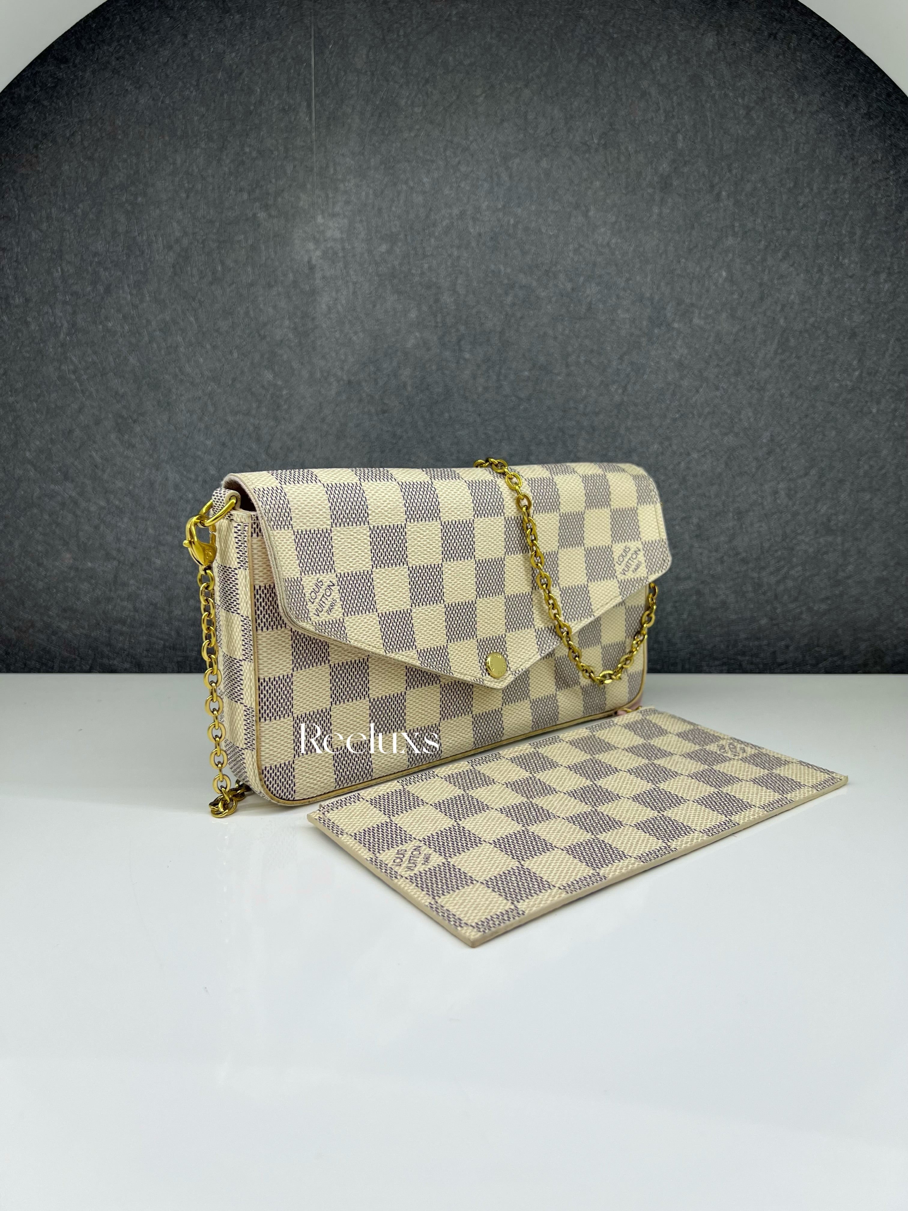 LOUIS VUITTON LV Pochette Felicie Damier Azur Canvas Slingbag