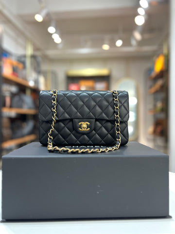 Chanel Bag Medium Classic Flap Lambskin 25CM Quilted Black - Reeluxs 