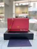 PRADA Saffiano Metal Leather Wallet On Chain Clutch Bag