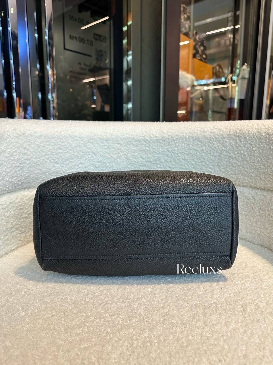 Prada Black Leather Stripe Strap Satchel Handbag