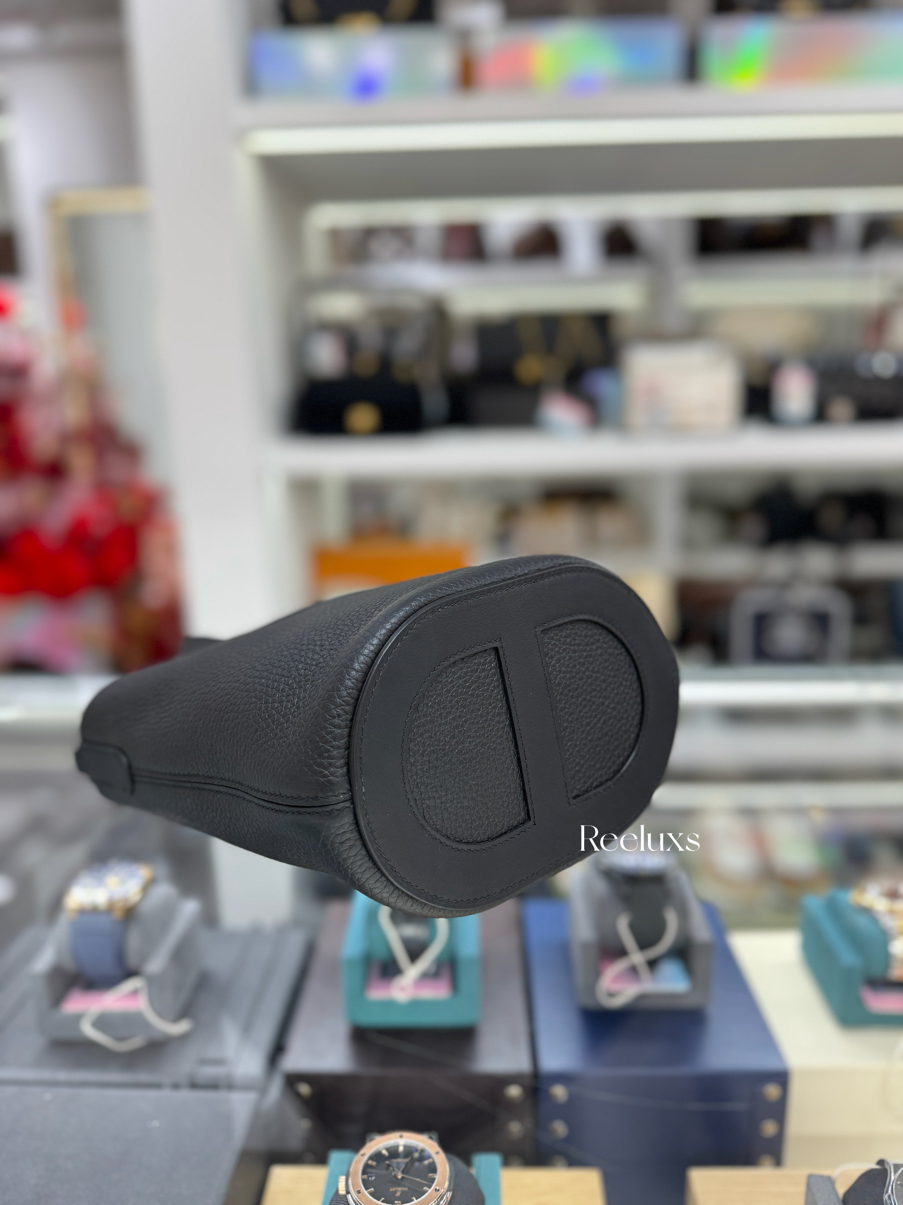 HERMES In-The-Loop 18 Bag In Black Taurillon Clemence and Swift Leather