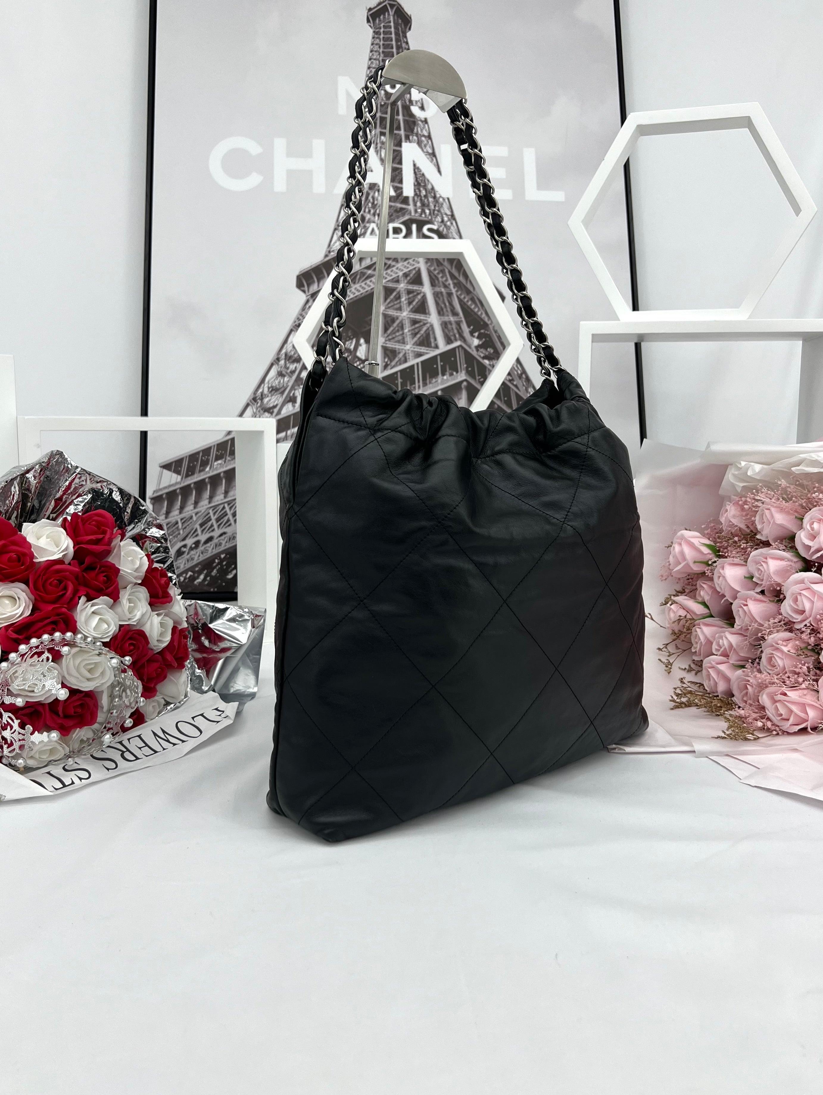 CHANEL Shiny Calfskin Quilted Chanel 22 Black - Reeluxs 