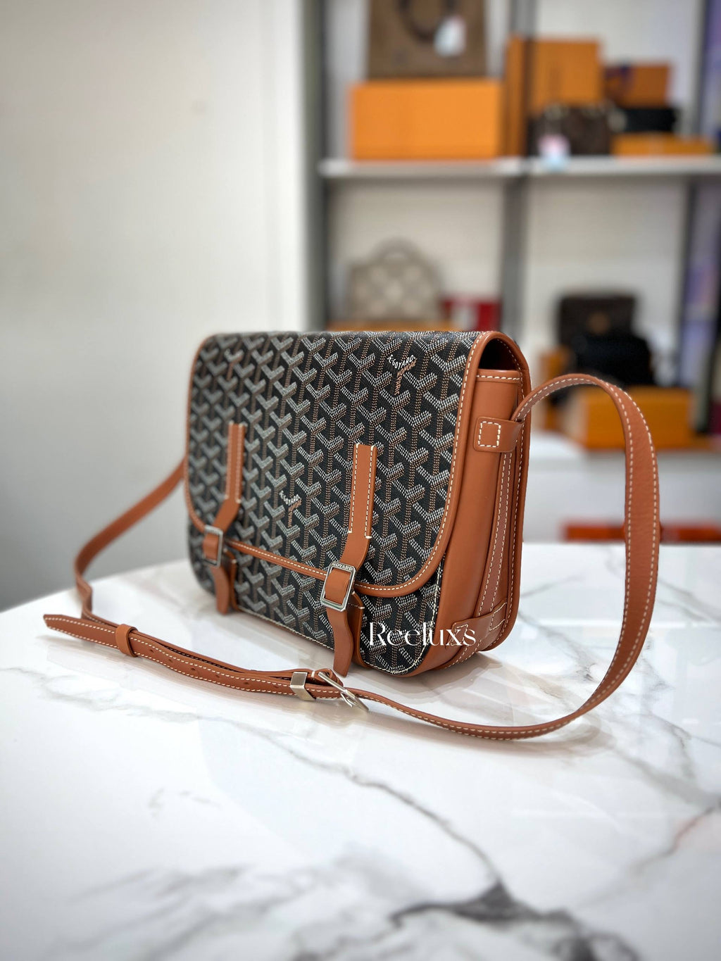 Goyard Belvédère PM Crossbody Bag with Flap Closure