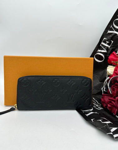 LOUIS VUITTON Portefeuille Clemence Long Wallet Monogram Empreinte Black - Reeluxs 