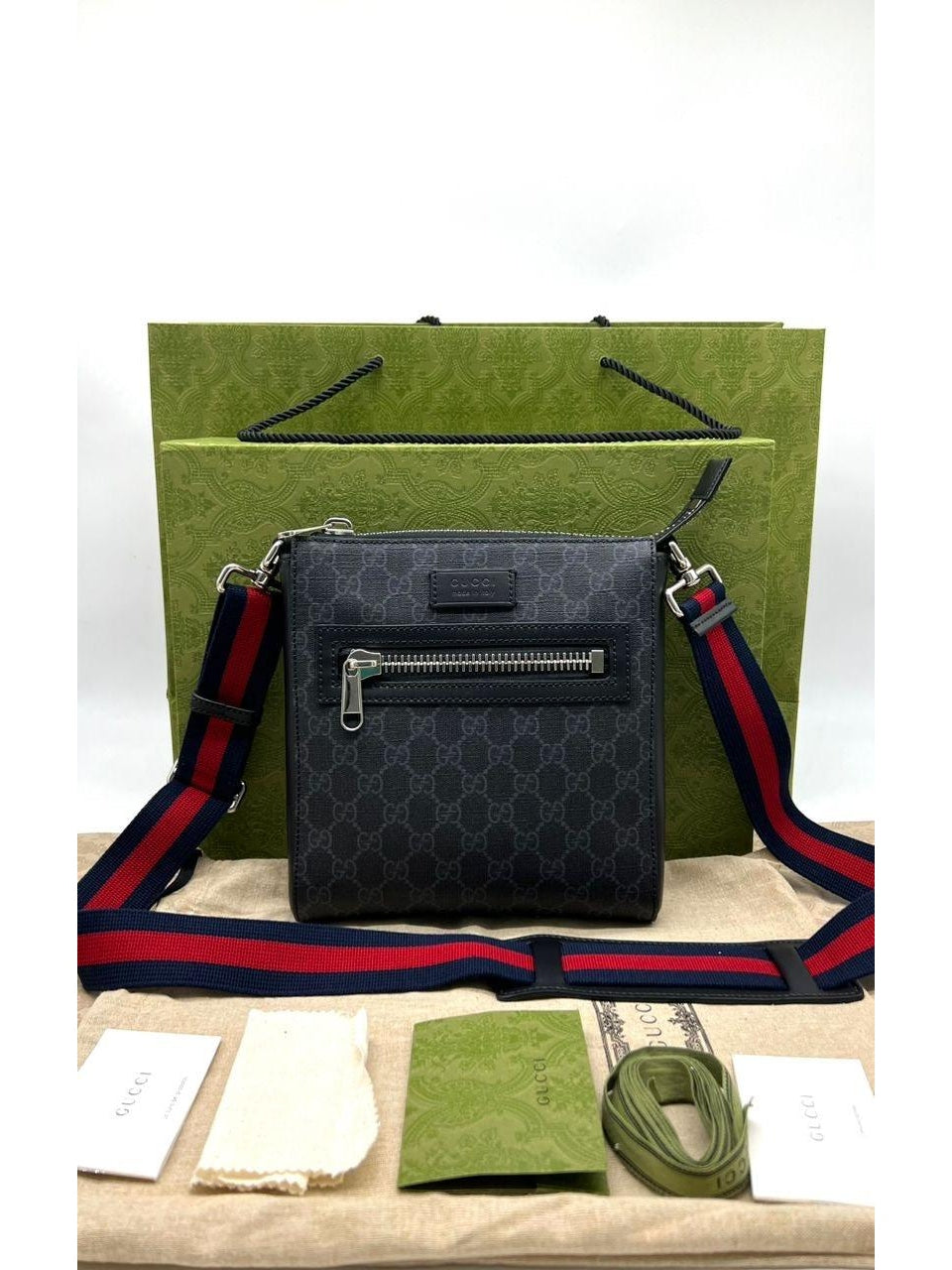 GUCCI Black Mini Supreme Small Messenger Bag - Reeluxs 