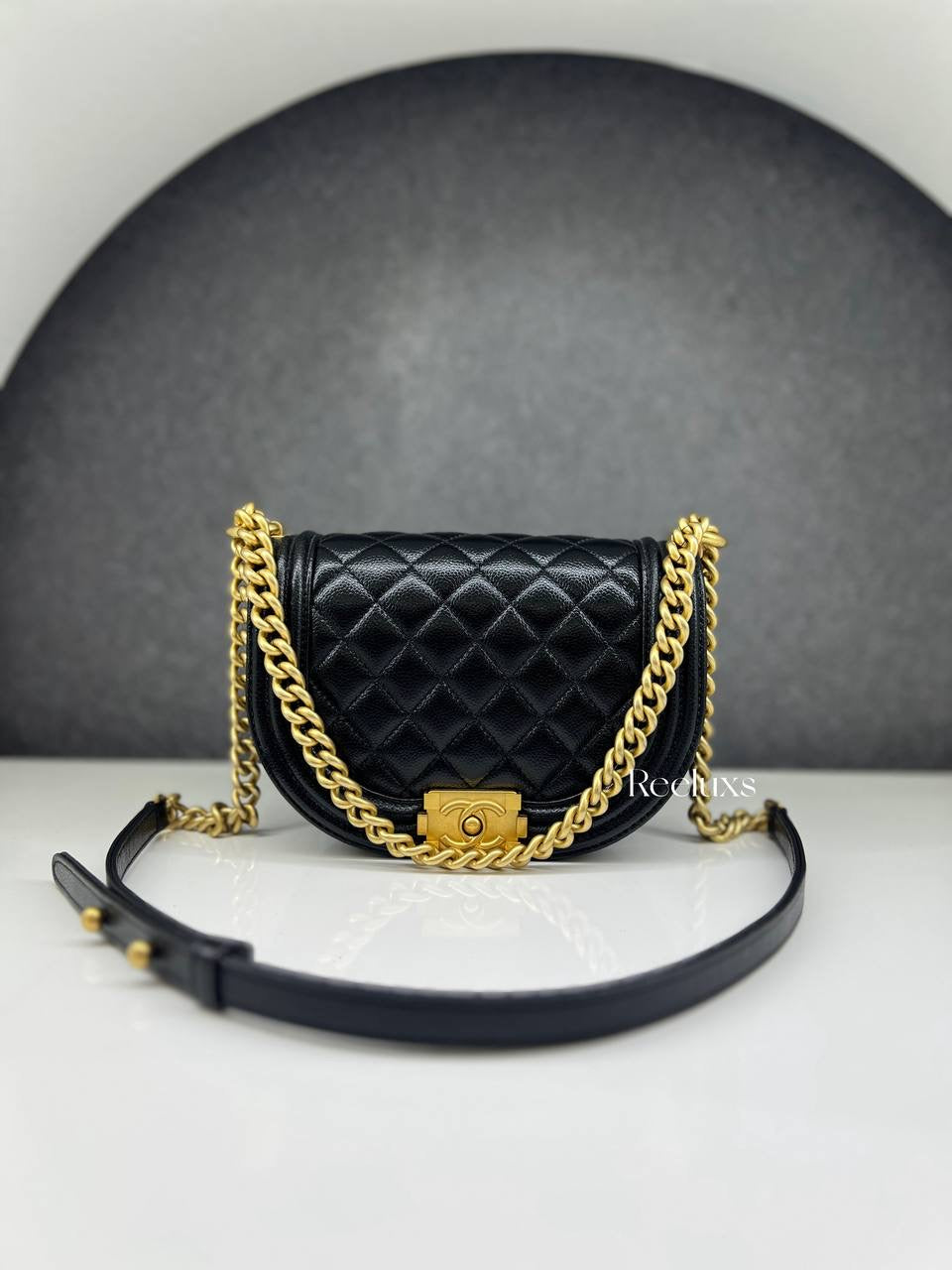 CHANEL Boy Halfmoon Shoulder Bag