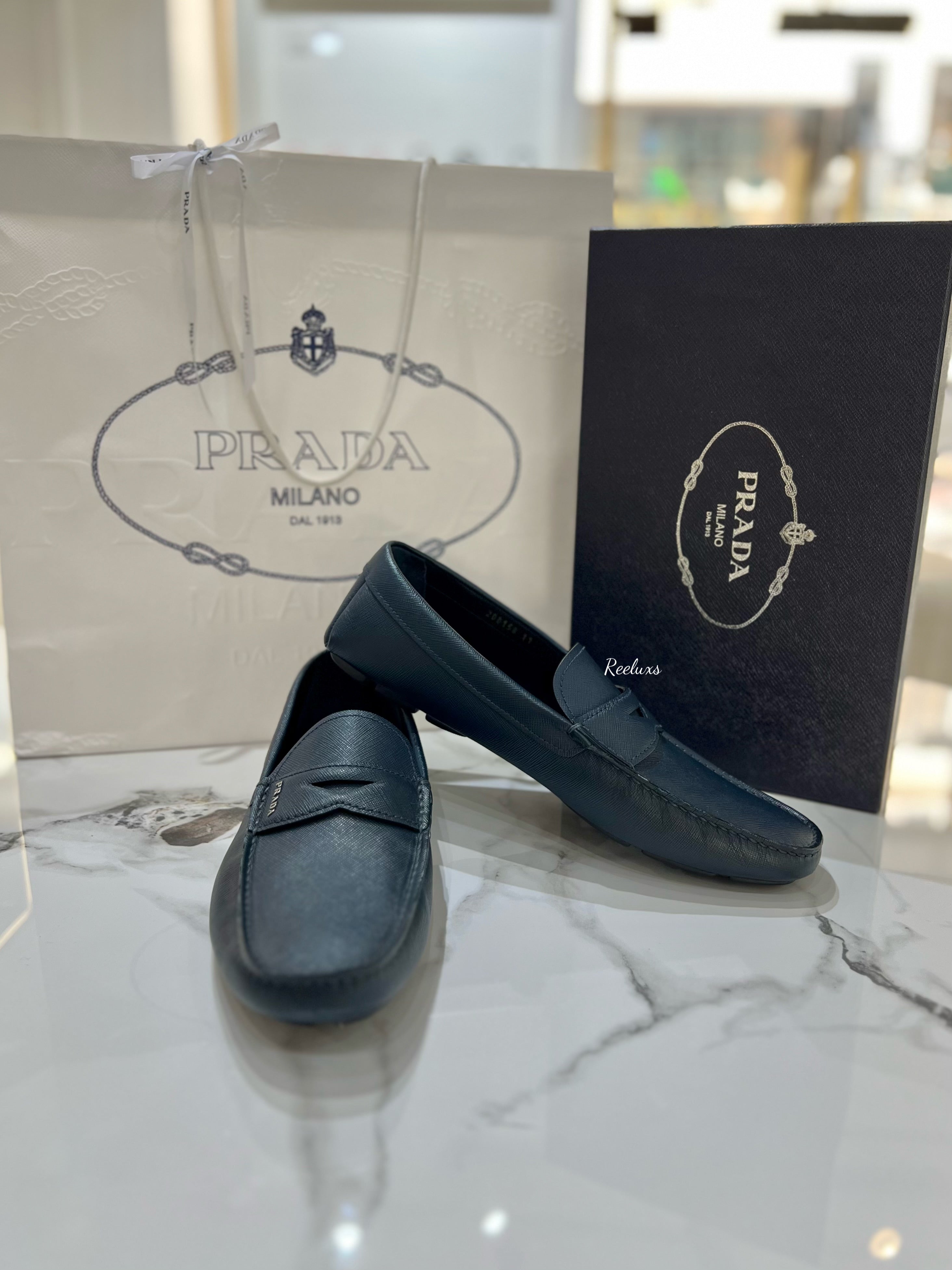 PRADA Men's Saffiano Leather Driver Loafer