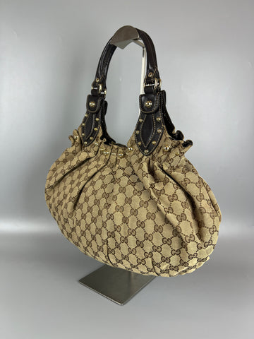 GUCCI GG Canvas Studded Pelam Medium Handbag