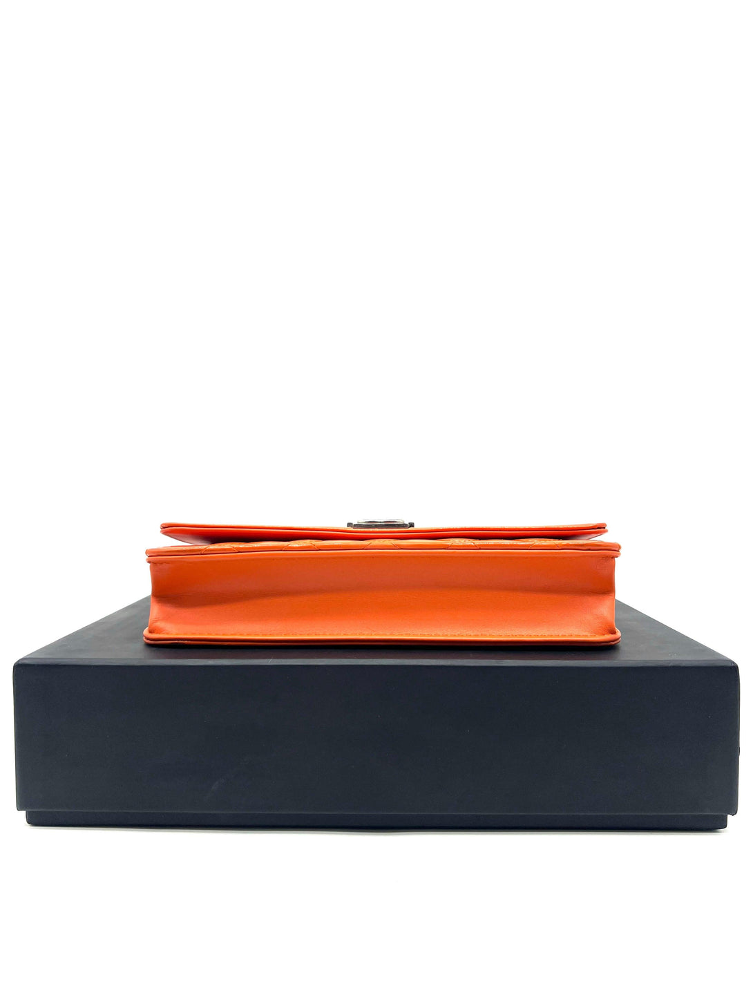 CHANEL Orange Quilted Patent Leather Classic WOC Clutch Bag - Reeluxs 