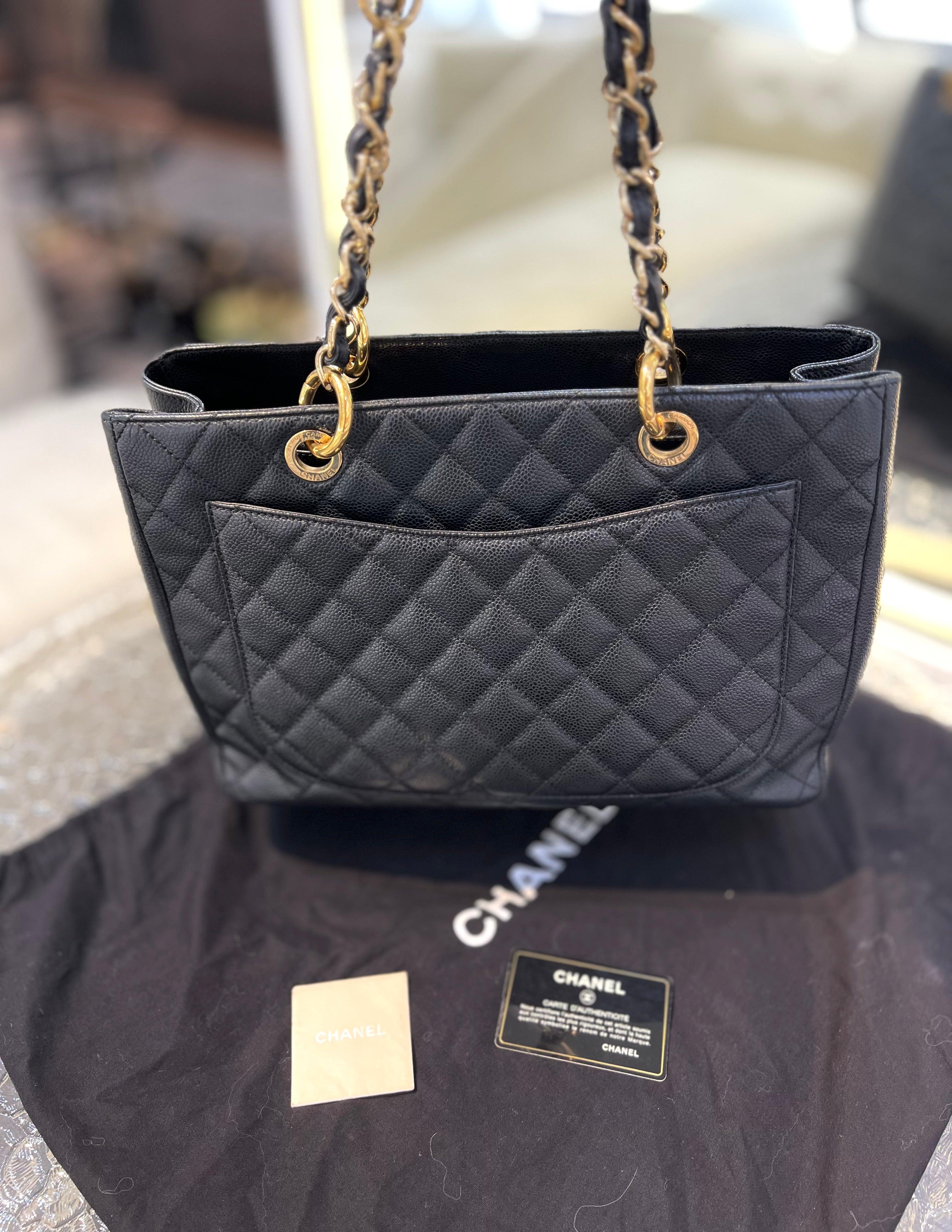 CHANEL GST Black Caviar Leather Shoulder Bag For Women - Reeluxs 