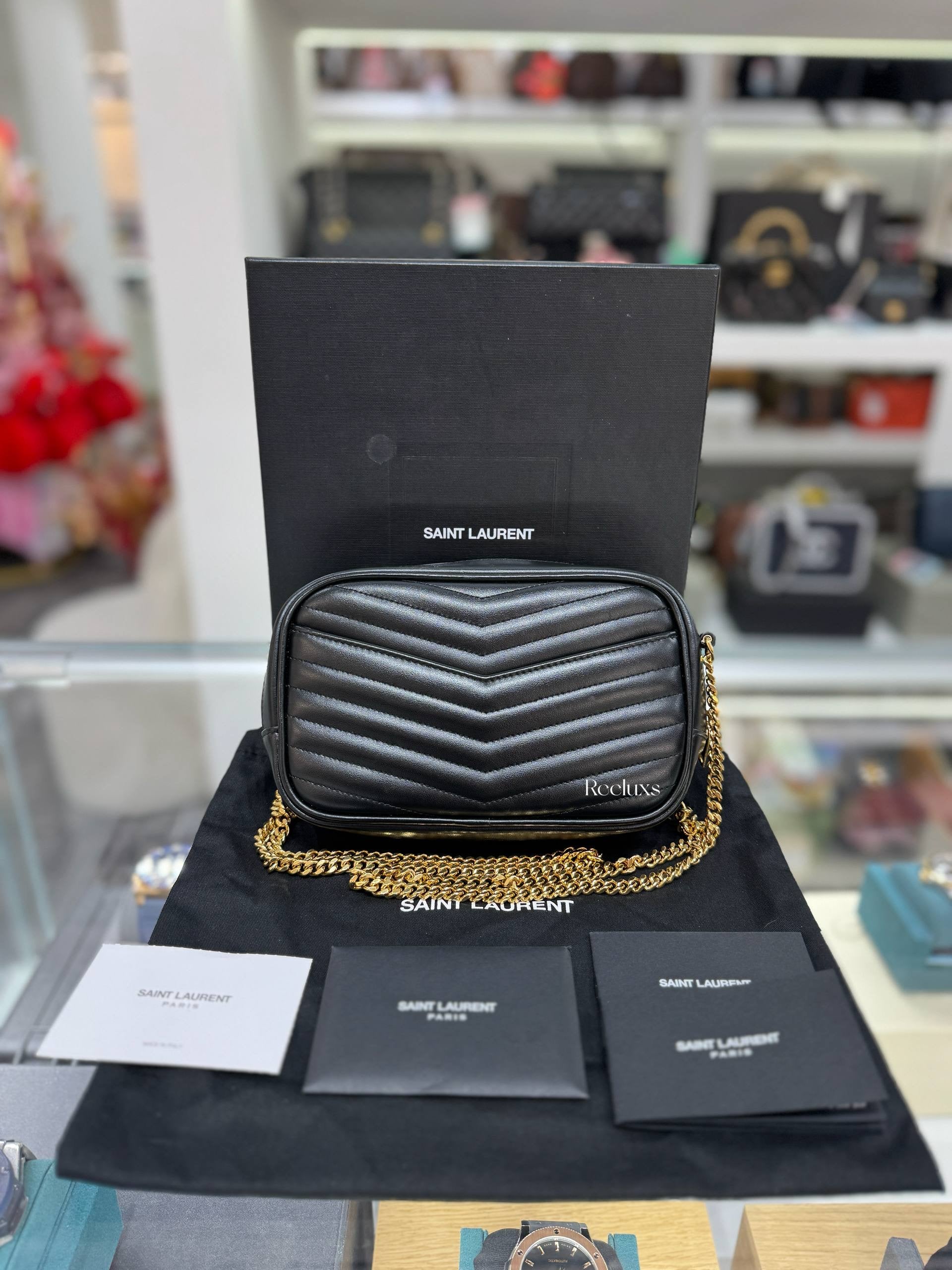 YSL SAINT LAURENT Mini Lou Camera Bag In Quilted Leather