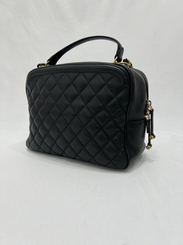 CHANEL  CC Vanity Case Black Calf Leather with Gold Hardware Hand Bag