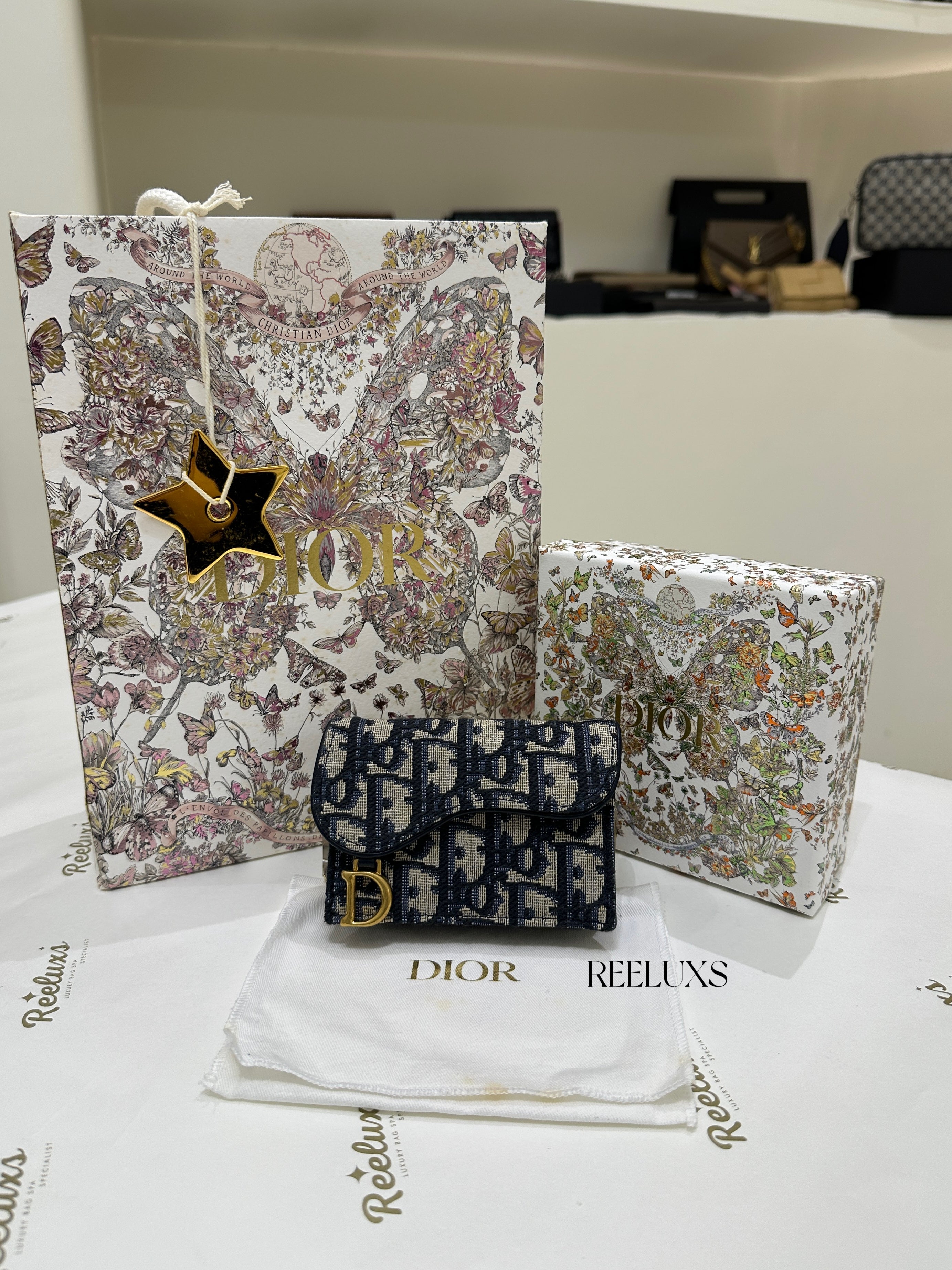 CHRISTIAN DIOR Saddle Bloom Card Holder
