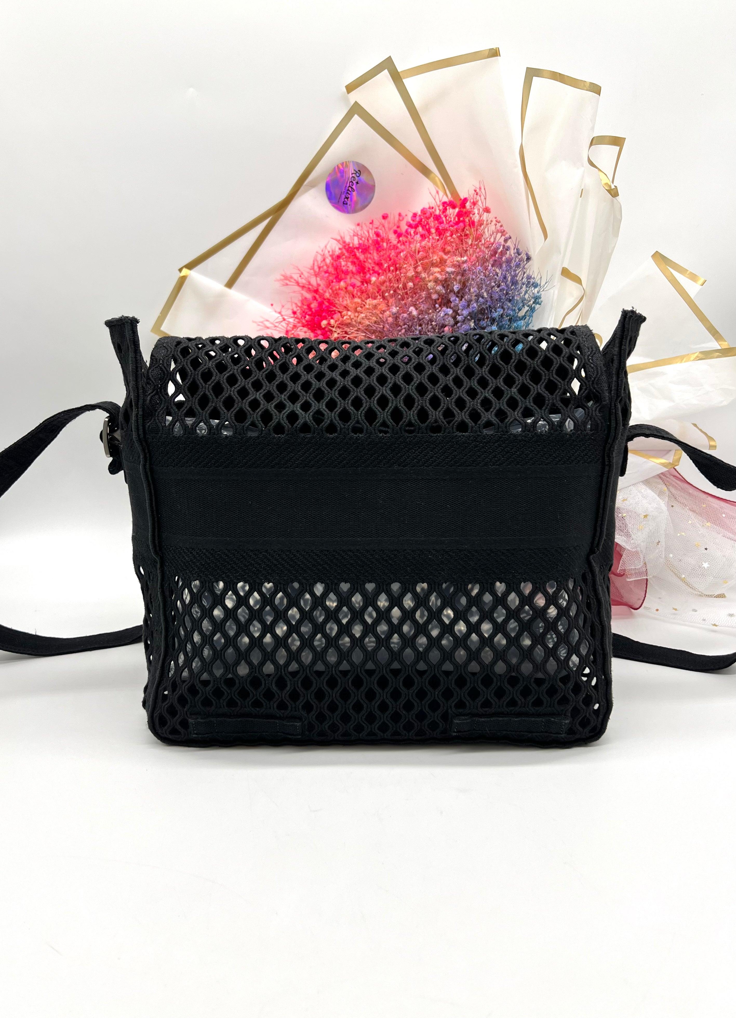 CHRISTIAN DIOR Canvas Embroidered Mesh Diorcamp Messenger Black - Reeluxs 