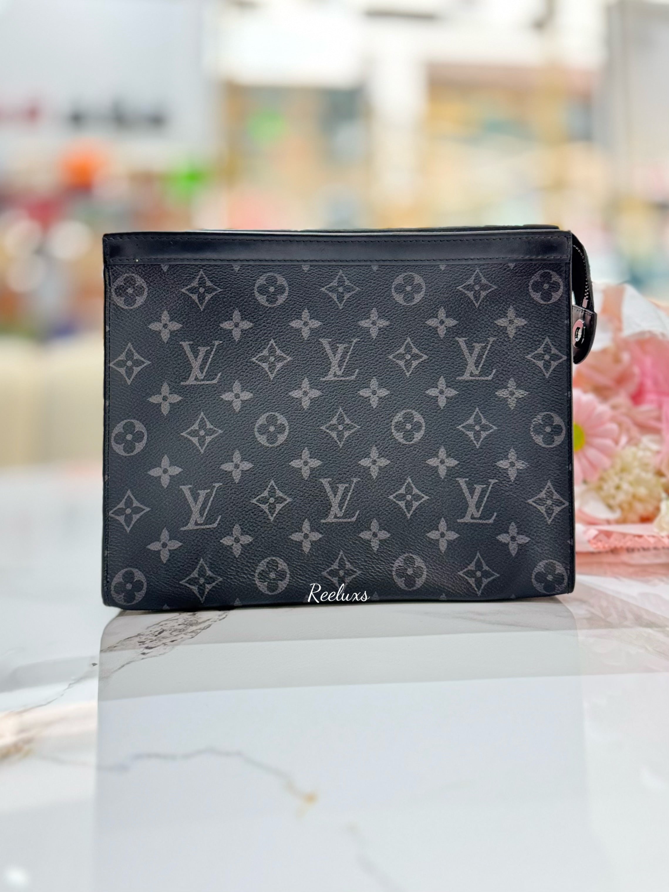 LOUIS VUITTON LV Monogram Eclipse Pochette Voyage MM Cluth Bag