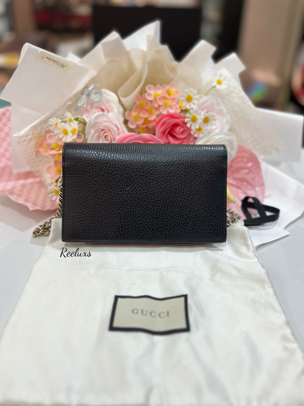 GUCCI Betty Chain Wallet Leather