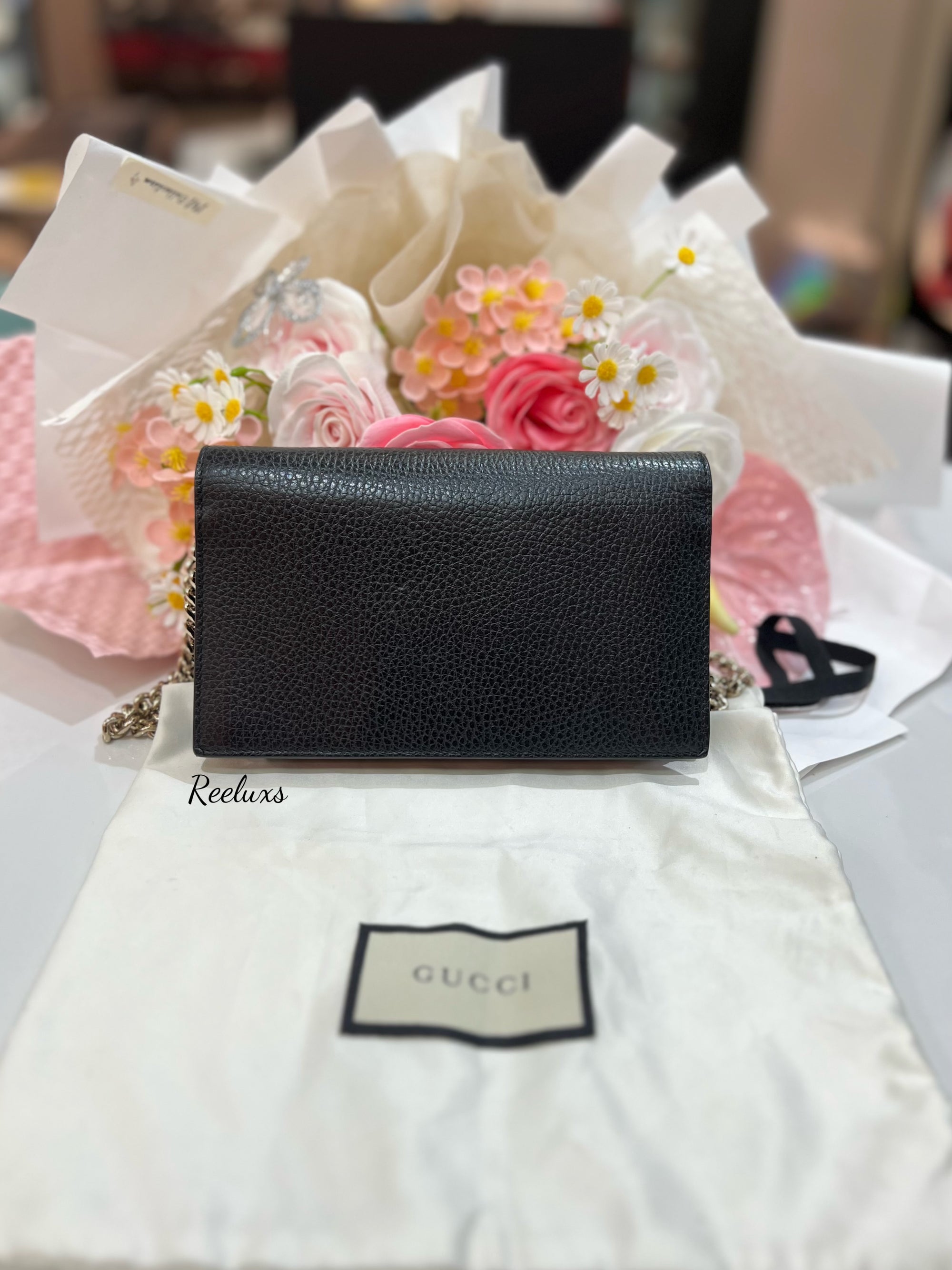 GUCCI Betty Chain Wallet Leather