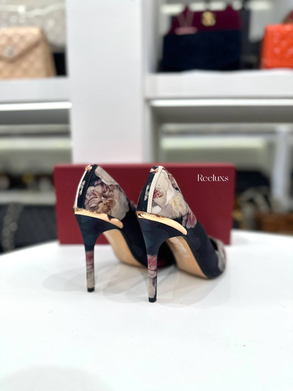 TED BAKER Kawaap Chelsea Floral Printed Court Heeled Shoes