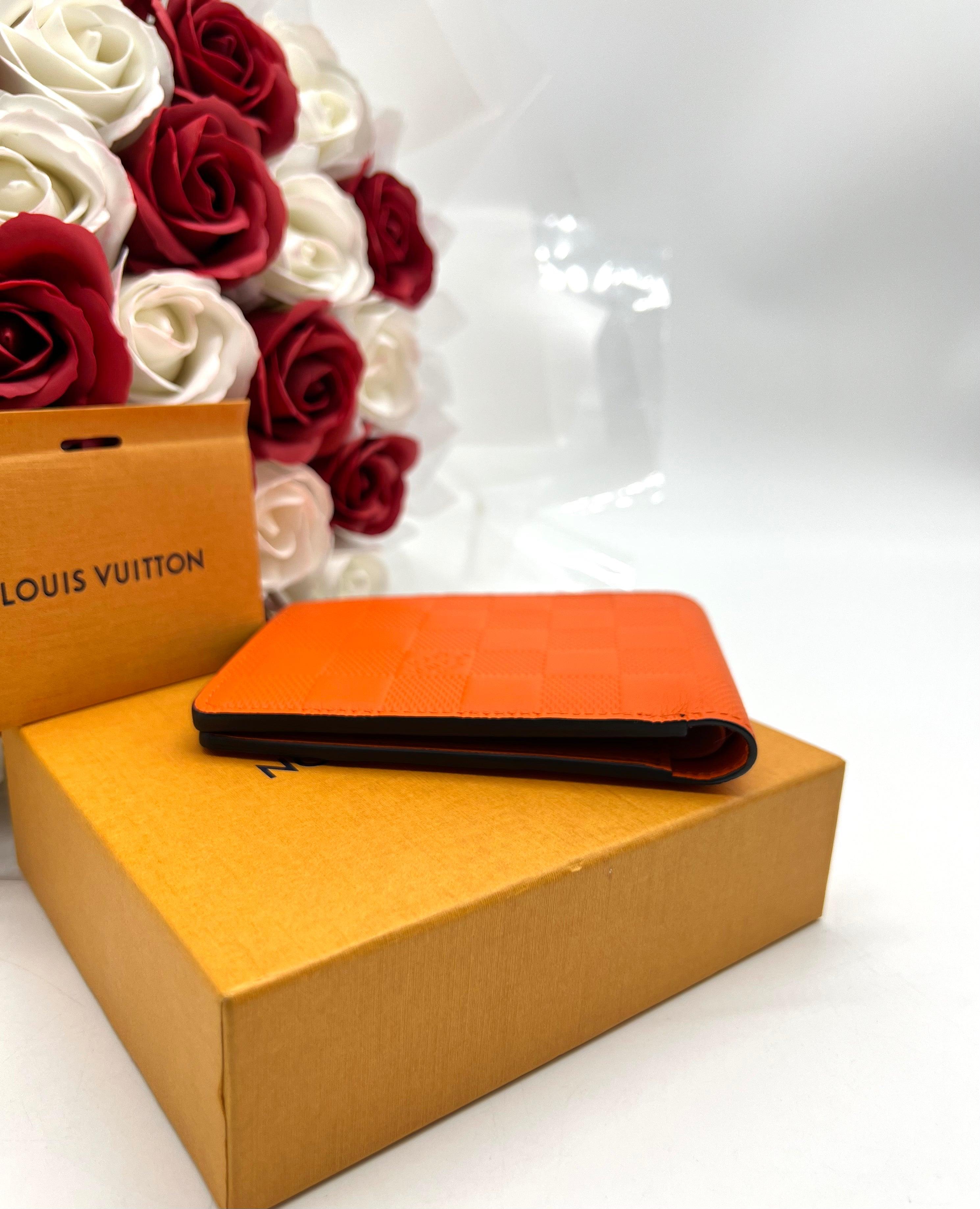 Louis Vuitton Orange Damier Infini Leather Slender Wallet - Reeluxs 