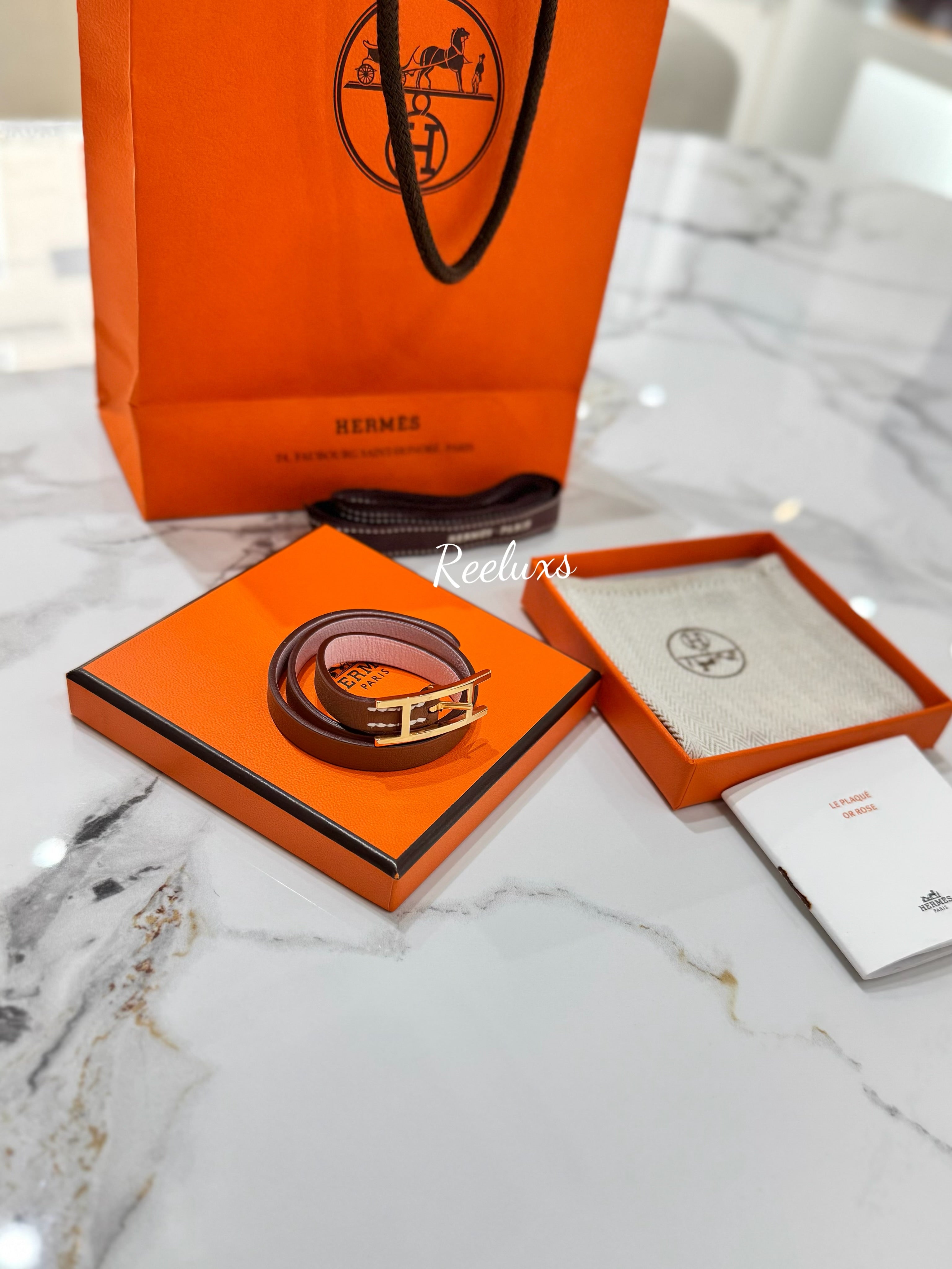 2023 FULLSET HERMES Brown Leather Bracelet