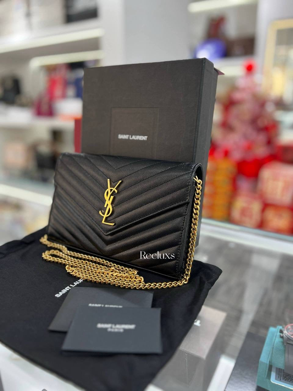 Saint Laurent Cassandre Envelope Chain Wallet