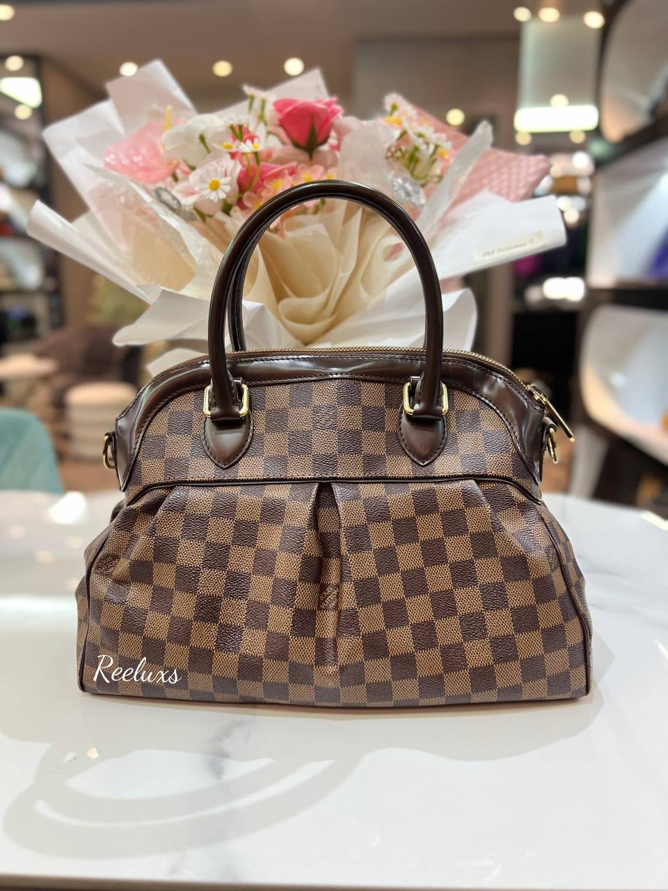 LOUIS VUITTON LV  Trevi Hand Bag damier PM Brown 2 Way Satchel Crossbody Bag