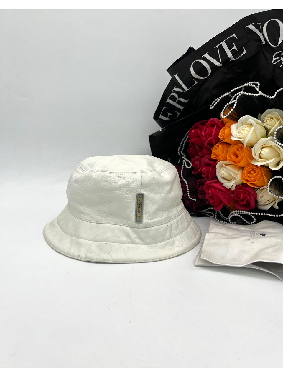 LOUIS VUITTON Bucket Hat Leather White - Reeluxs 