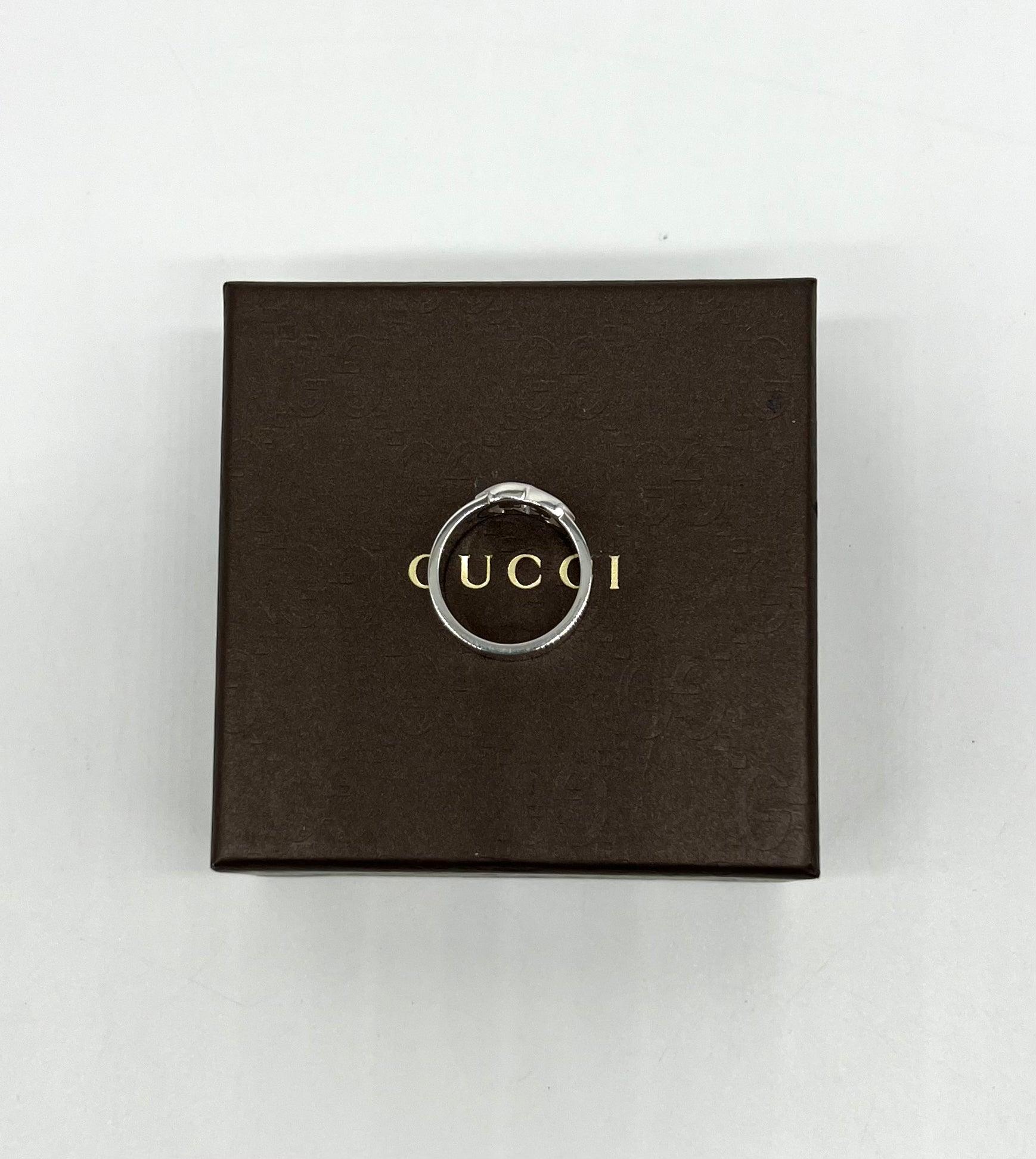 GENUINE SOLID HEAVY STERLING SILVER GUCCI GG WIDE RING - Reeluxs 